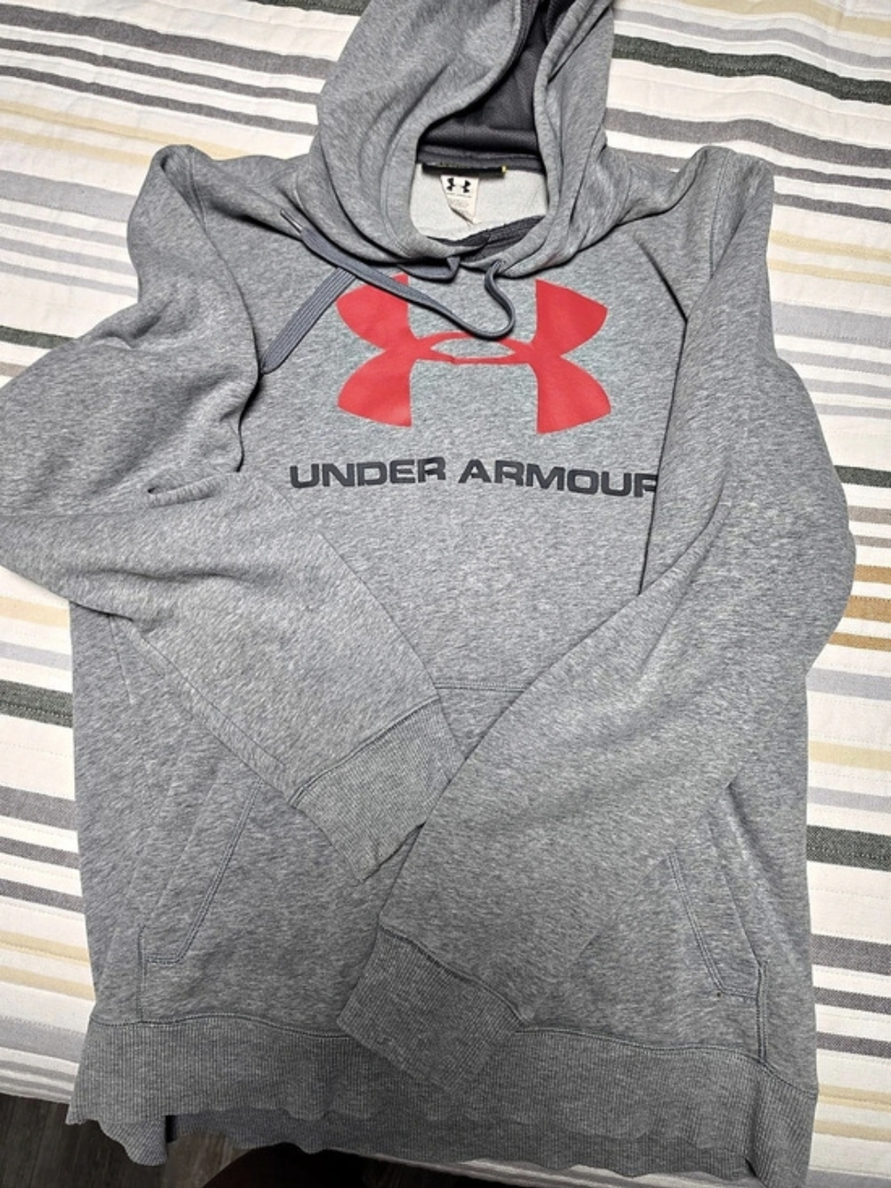 Under Armour Fleece Big Logo Hoodie Gray & Red Medium